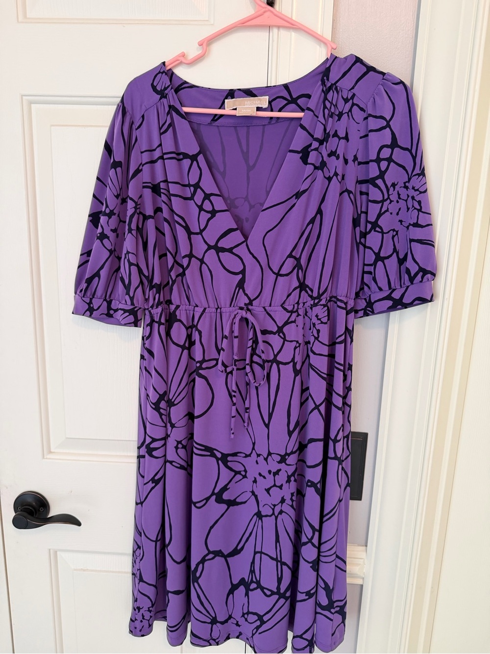 Michael Kors Purple and Black Floral Midi Dress